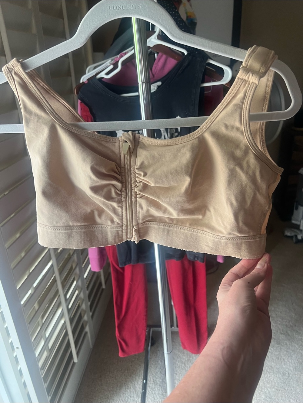 Front-Zip Nude Beige Sports Bra